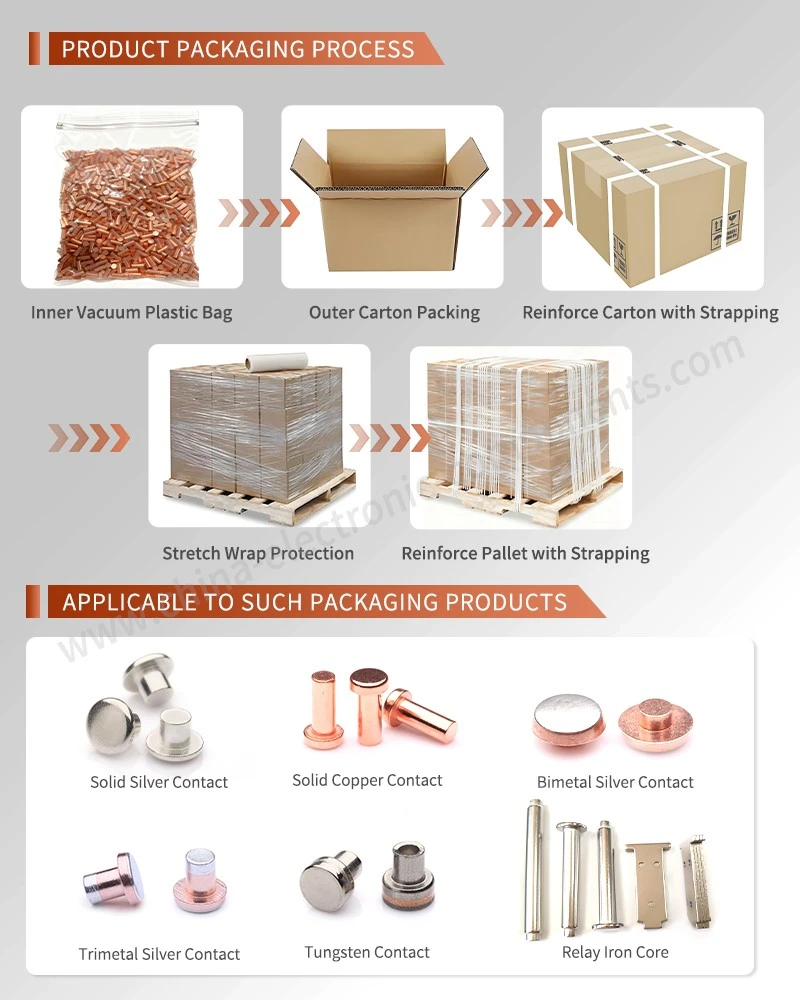 Tri-metal Electrical Contact Rivet Packaging Process Tri-metal Electrical Contact Rivet Packaging Process