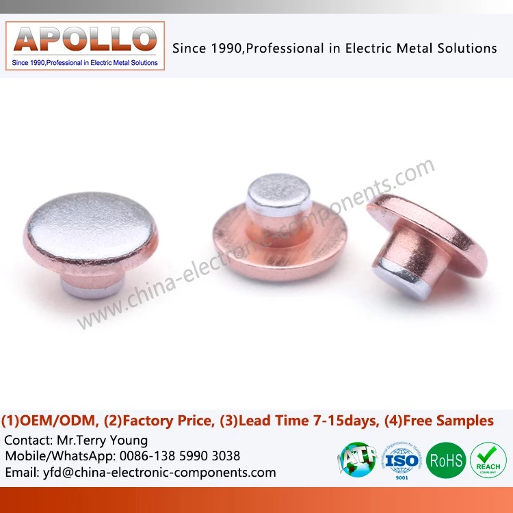 Trimetal Round Copper Electrical Contact Rivet